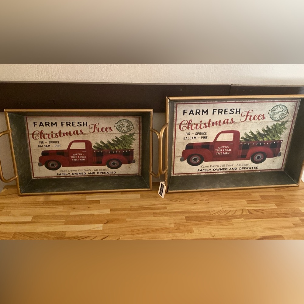 Gorgeous Vintage Farm Fresh Christmas Tree Trays             large and medium